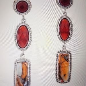 Spiny Oyster, Prism-ed Agate & Chalcedony. 925 Silver. New w/o tags